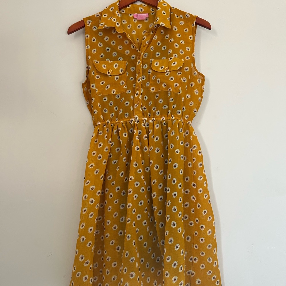 Yellow Floral Sleeveless Dress